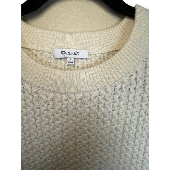 Madewell Ardmore Ruffle-Cuff Pullover Sweater Size Small Ivory Wool Blend‎ - Picture 5 of 13
